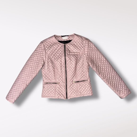 Jolmar Metallic Quilted Zip Jacket Blush Lightweight Bomber Style Small - Picture 9 of 10